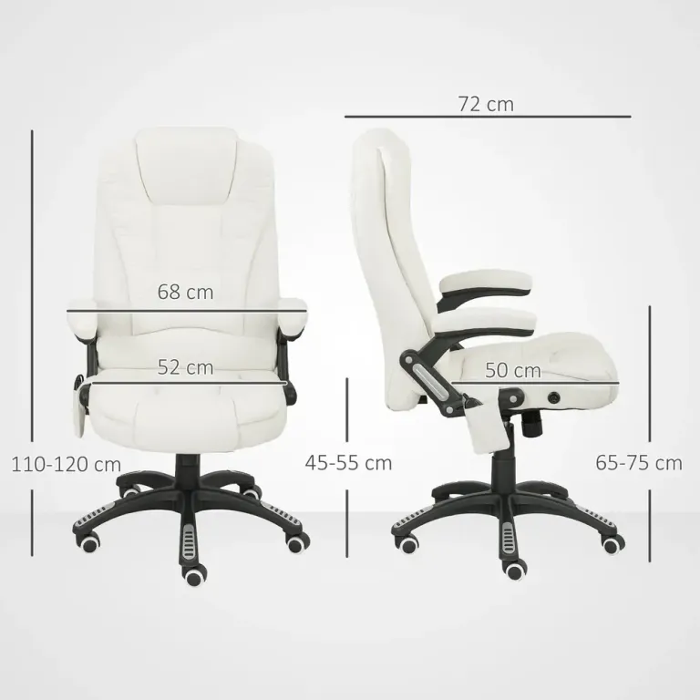 Ergonomisk Skrivbordsstol med Massage Krämvit Kontorsstol Punkter