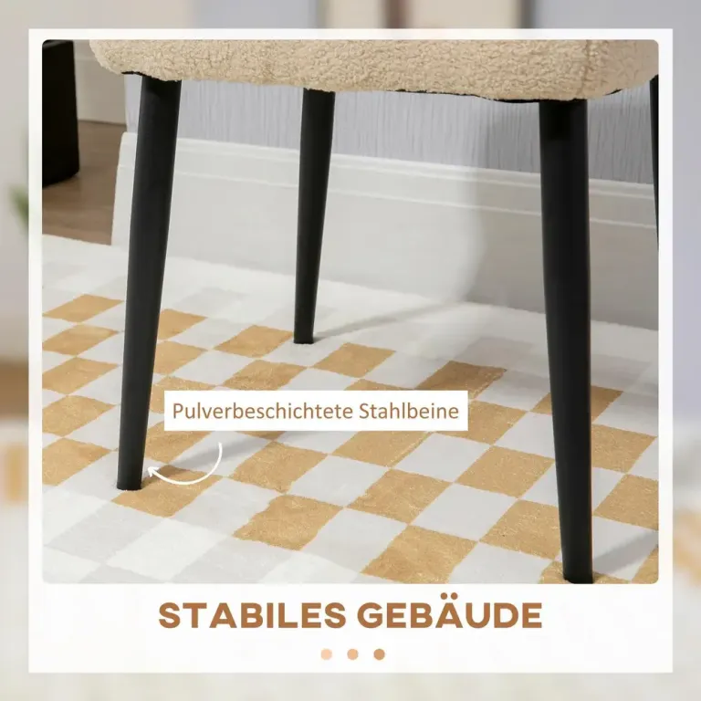 Fotpall Fyrkantig Pall Beige av Tyg Sittpall Teddy Fleece