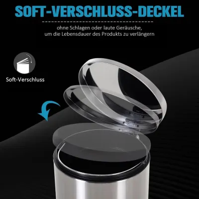 Pedalhink i Rostfritt Stål med Innerhink 30 l, Silver