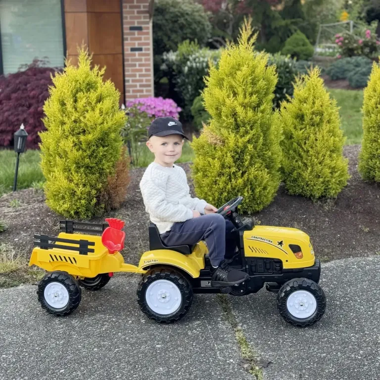 Pedaltraktor med Släp Verktyg och Horn Cm Trampbil Metallram