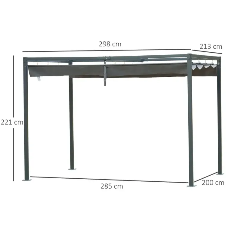Pergola Lusthus Altanskydd med Skjuttak 298 x 213 x 221 cm