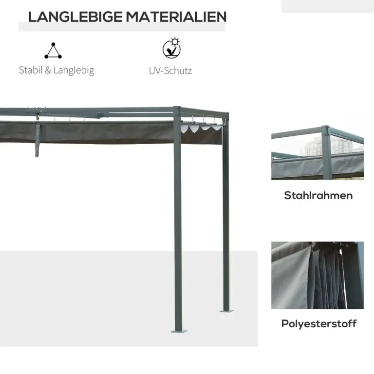 Pergola Lusthus Altanskydd med Skjuttak 298 x 213 x 221 cm