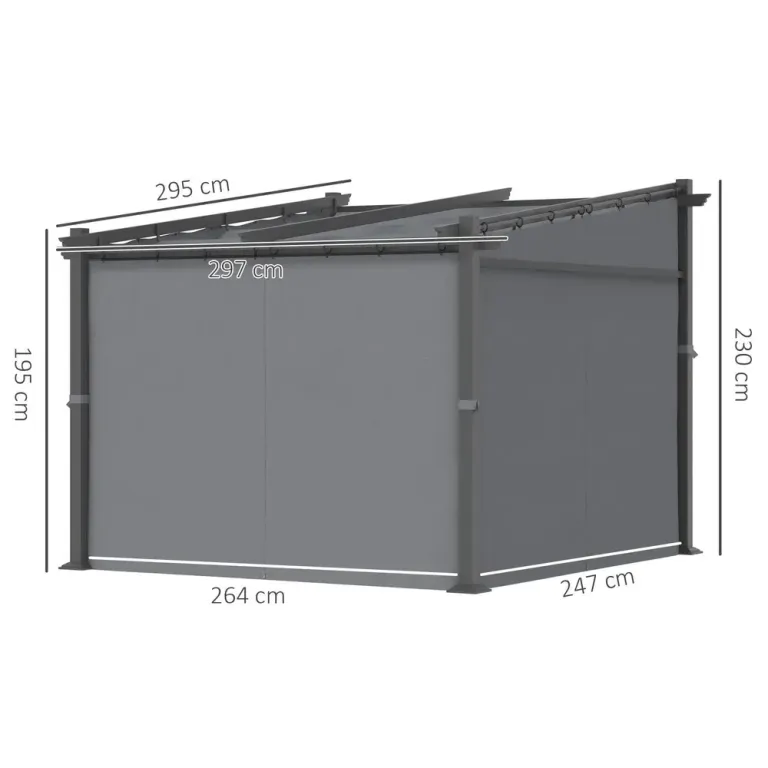 Pergola med Soltak Trädgårdspaviljong 2,97 x 2,95 m