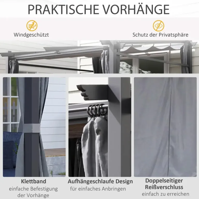 Pergola med Soltak Trädgårdspaviljong 2,97 x 2,95 m