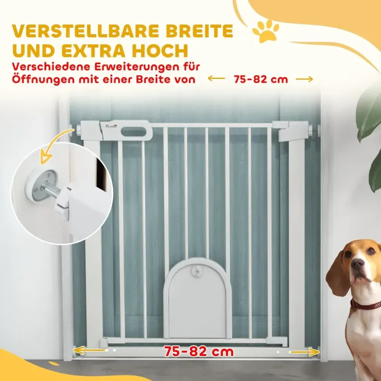 Hundgrind för Dörr och Trappa, Vit Säkerhetsgrind Husdjur Metall