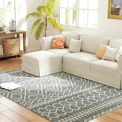 Indoor/Outdoor Matta med Boho Design Easy Clean Grå