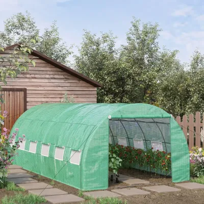 Stort Växthus i Tunnelmodell Rymligt Drivhus 6 x 3 x 2 m