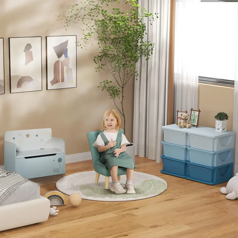 Barnförvaringslåda med 3 Lådor Blå Barnrum Plast