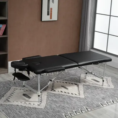 Massagebänk 2-zoners Hopfällbar 90 Cm Bärbar Aluminium