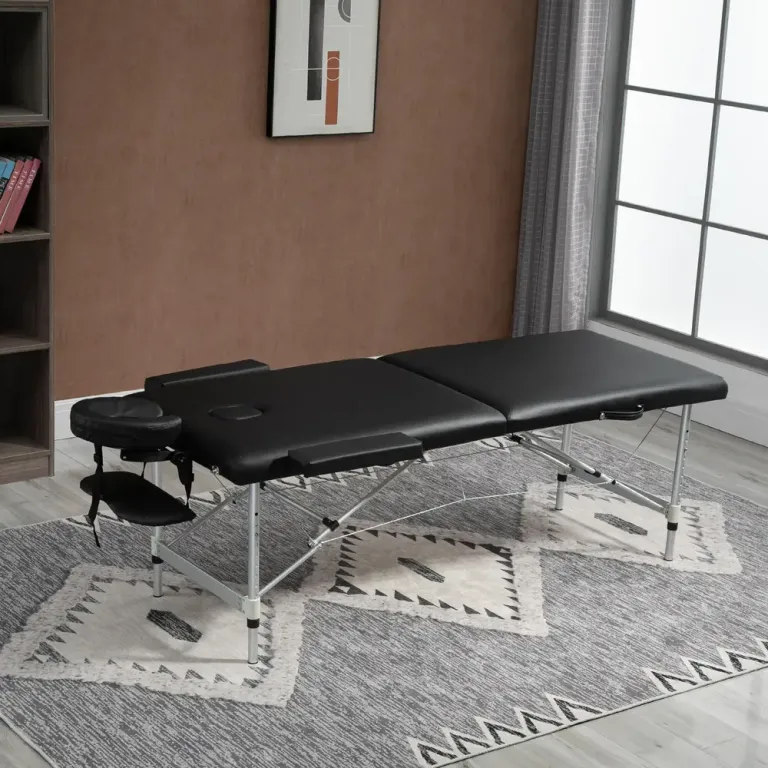 Massagebänk 2-zoners Hopfällbar 90 Cm Bärbar Aluminium