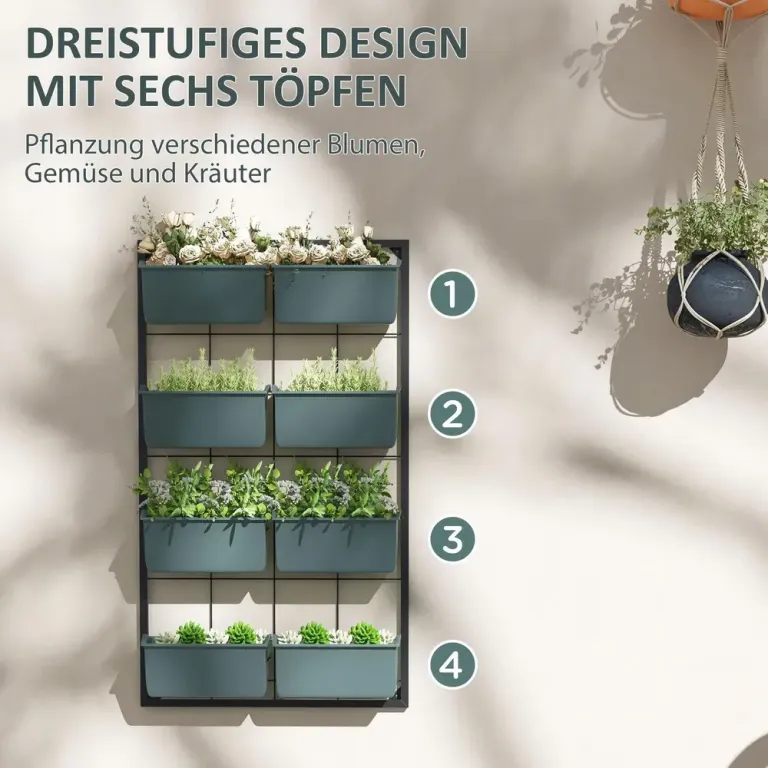 Blomställ Växtställ Mörkgrön av Metall Vägg Blomlådor