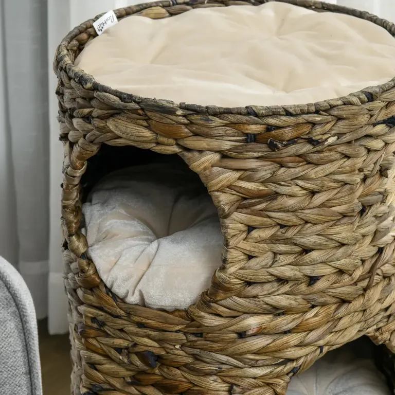 Klöstunna 73 cm med Tre Kattgrottor, Mörkbrun