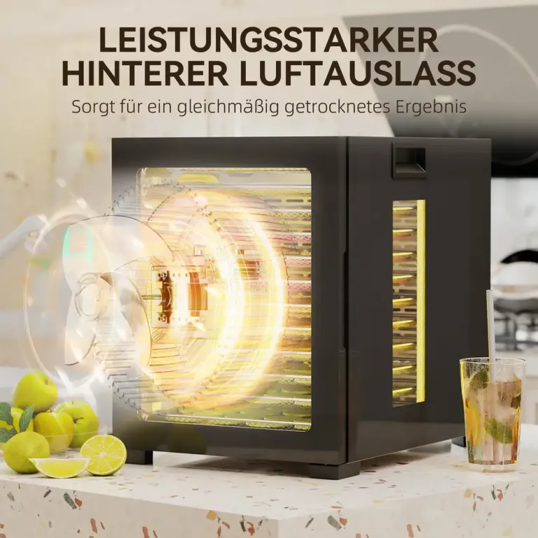 Mattorkare och Frukttork 850 w med Timer 40-70°C, Svart Rostfria