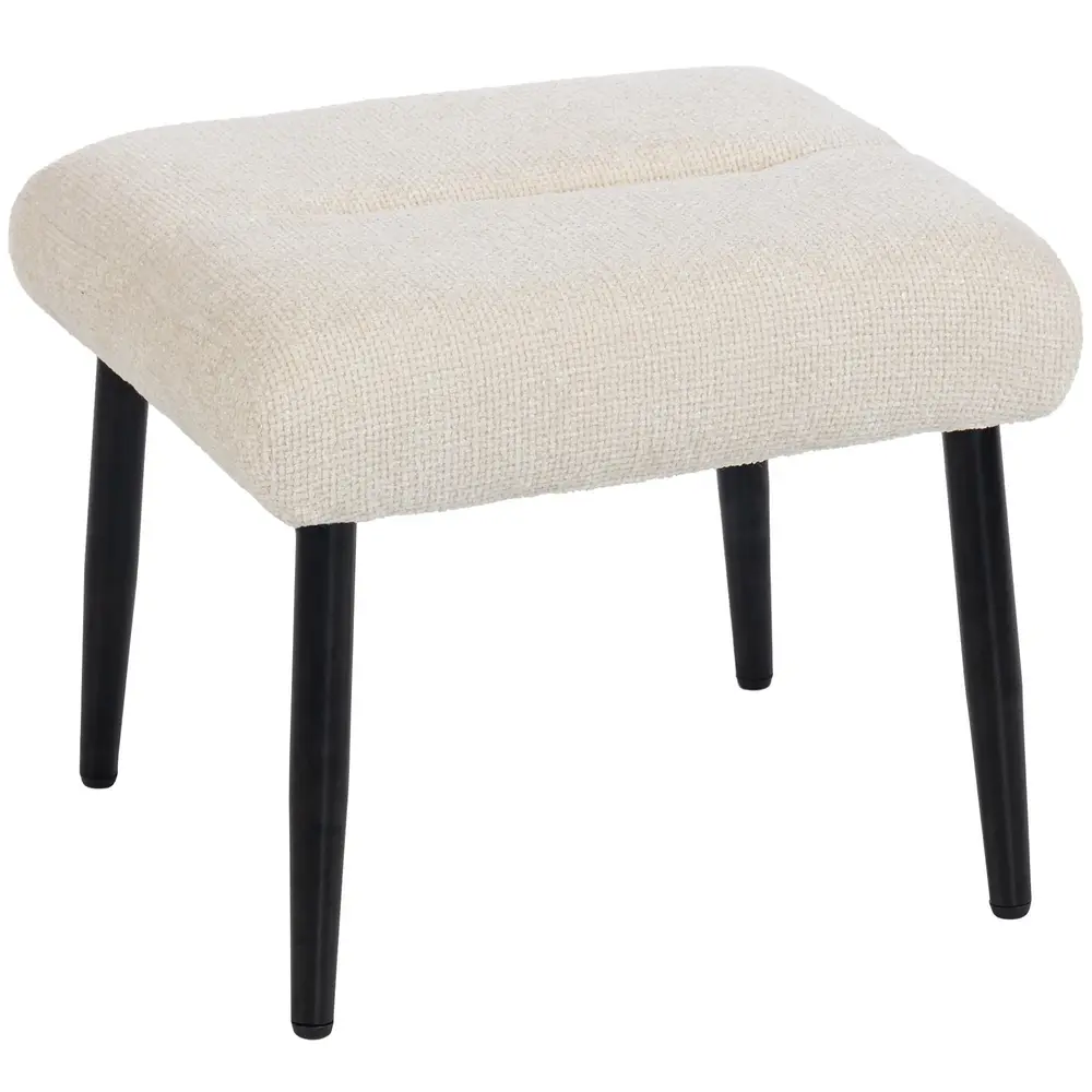Fotpall Chenille Gräddvit Tyg och Stål Sittpuff 45x41x38 Cm