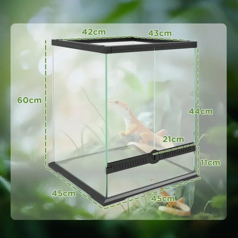 Terrarium Reptilbox Svart av Metall Cm Låda Vivarium Glashus