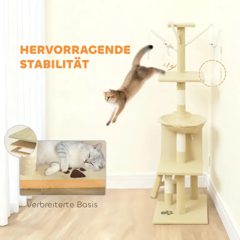 Klösträd Beige Sisal för Katter med Grotta och Leksaker