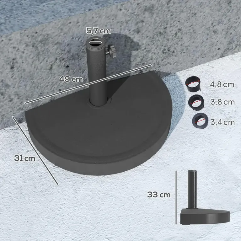 Parasollställ av Betongparaplystativ Halvrund