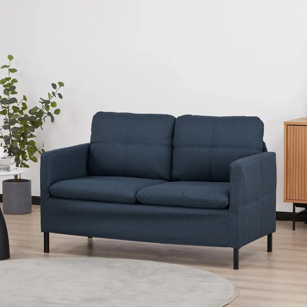 Soffa Loveseat Mörkblå av Tyg 135 x 67 x 78 Cm