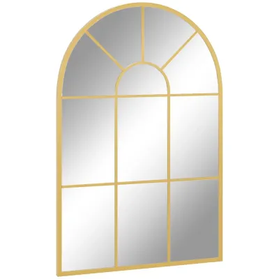 Dekorativ Fönsterspegel Väggspegel i Guld 91 x 60 cm