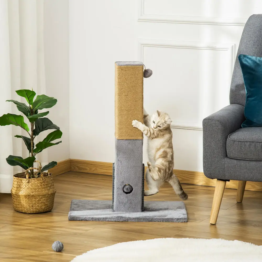 Klösträd med Jute-Rep Kompakt Klösmöbel med Leksak 79 Cm