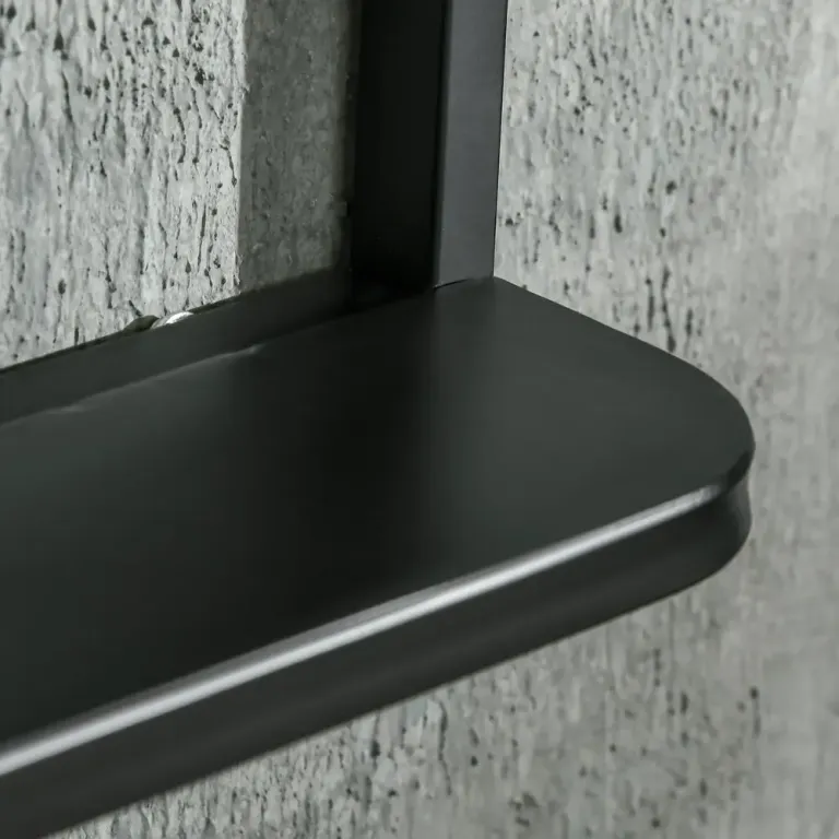 Rektangulär Väggspegel med Hylla Spegel, Svart Metallram