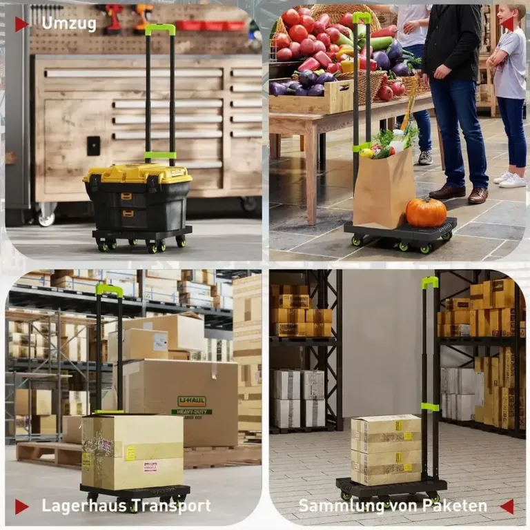 Hopfällbar Pirra och Magasinkärra Max 70 kg, Grön Transportvagn