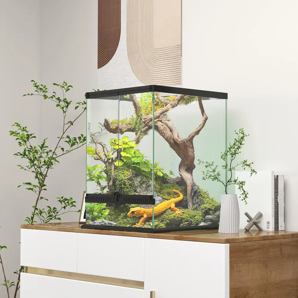 Terrarium Reptilbox Svart av Metall 45 x 45 x 60 Cm