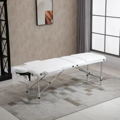 Hopfällbar Massagebänk i Aluminium, Vit