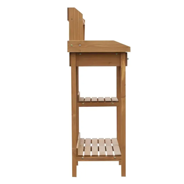 Planteringsbord med Zinkbalja Gran med Hyllor 112 cm