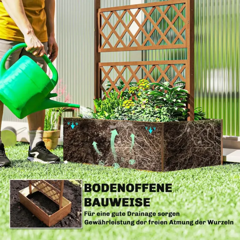 Planteringslåda med Spaljé och Tak för Klätterväxter Odlingslåda