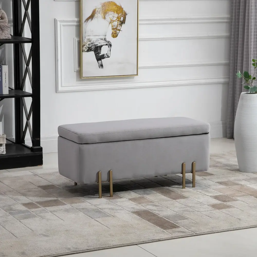 Sittbänk med Förvaring och Armstöd 100 x 40 x 42 Cm