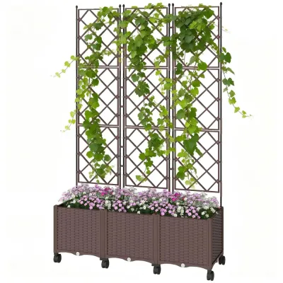 Odlingslåda med Spaljé Brun Plast Blomlåda 120x40x192 cm