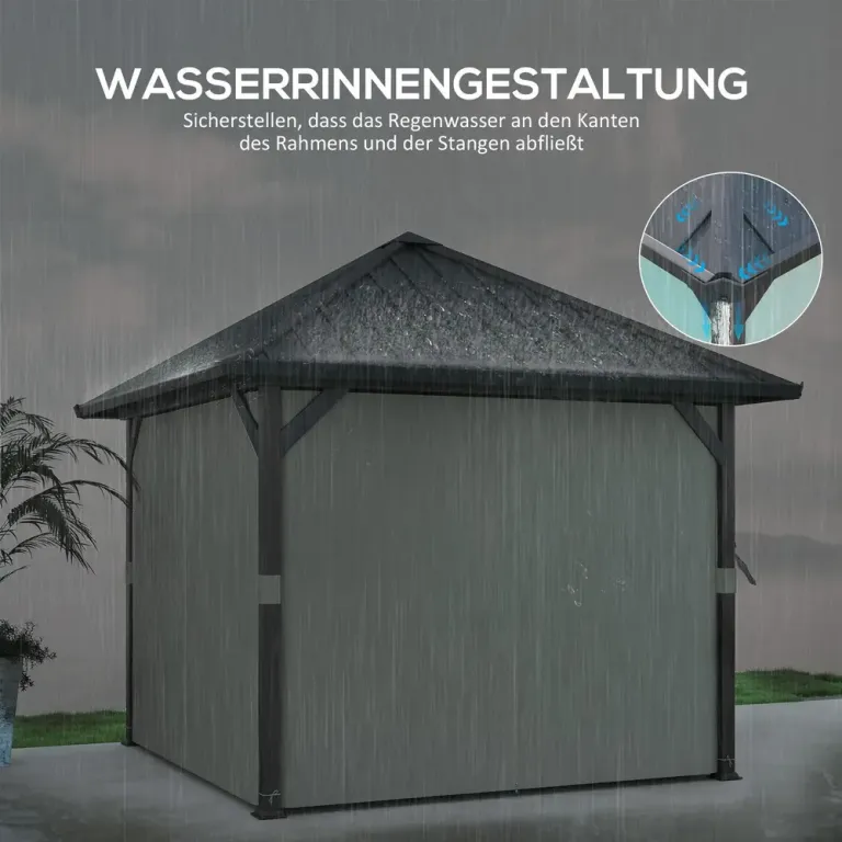 Paviljong med Metalltak och Myggnät Samt Sidoväggar 3 x 3 m