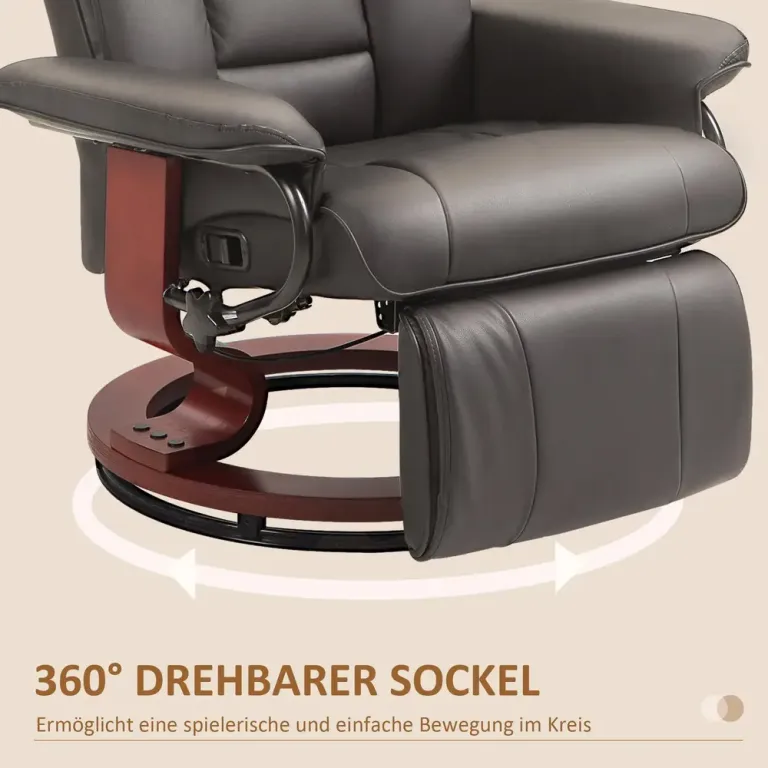 Relaxfåtölj med Liggfunktion Brun av Konstläder Realx Rotation