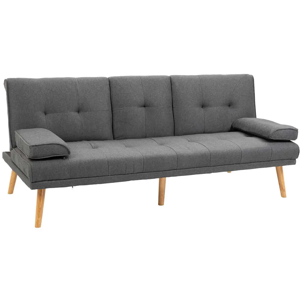 Bäddsoffa Soffa Mörkgrå av Tyg och Trä Scandi 3-Sits