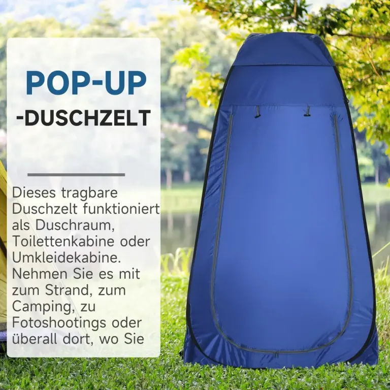 Pop-Up Dusch- och Toaletttält, Mörkblått