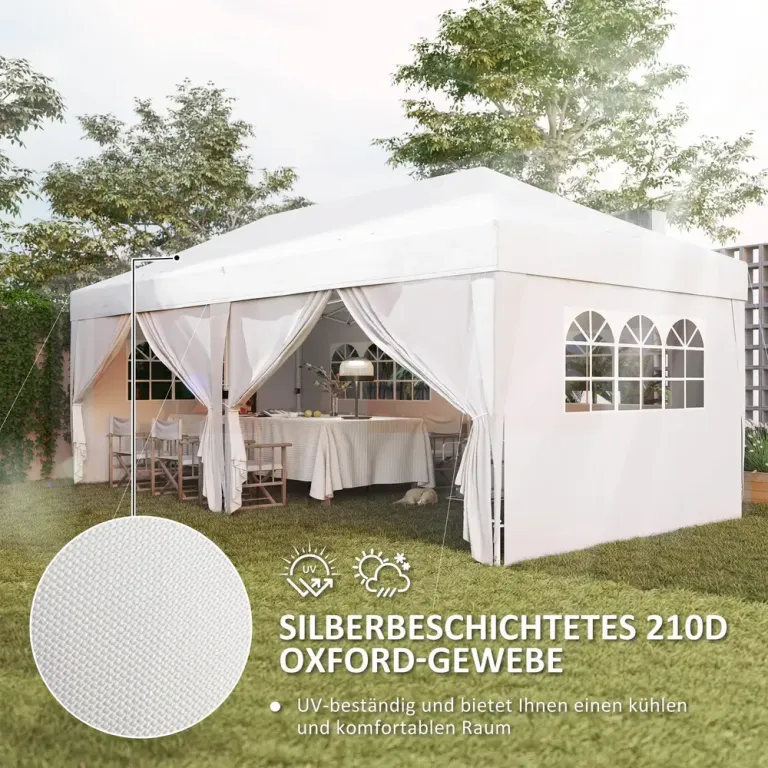 Pop Up Paviljong med Fönster och Dragkedja Samt 6 x 3 m