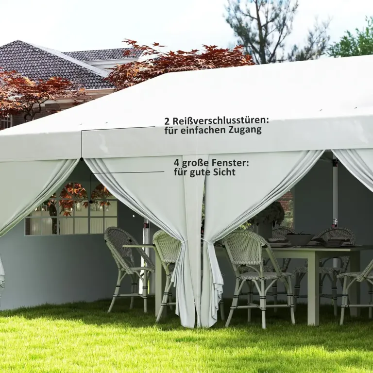 Pop Up Paviljong med Fönster och Dragkedja Samt 6 x 3 m