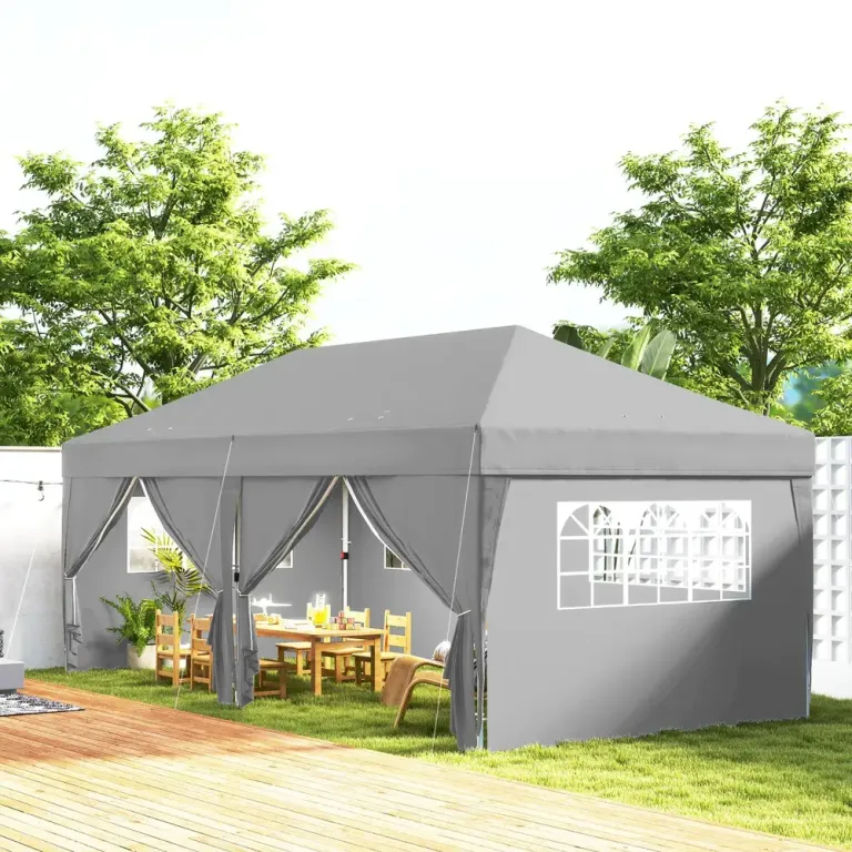 Pop Up Paviljong med Fönster och Dragkedja Samt 6 x 3 m