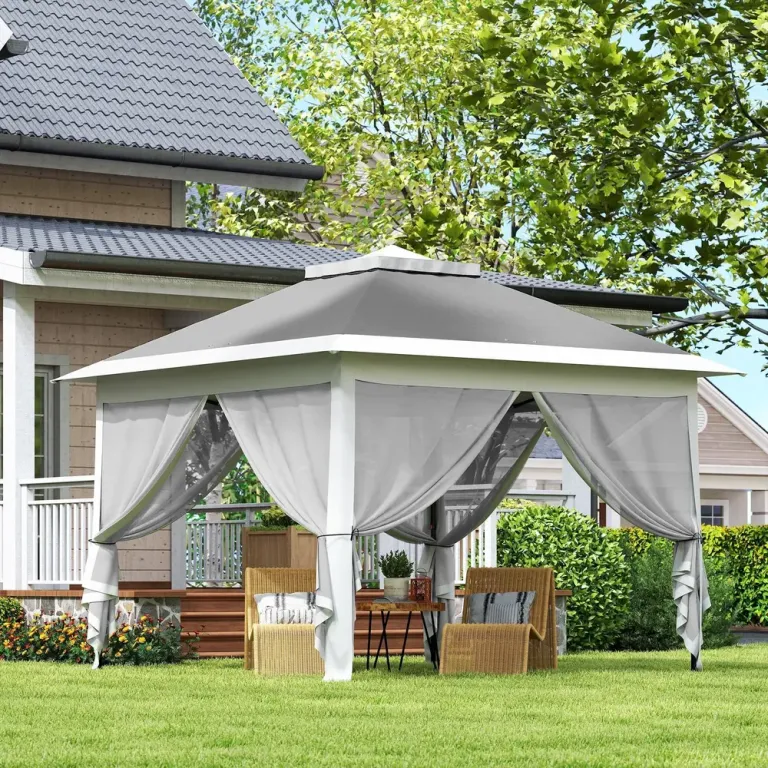 Pop-up Paviljong med Myggnät och Dräneringshål 3,3 x 3,3 m