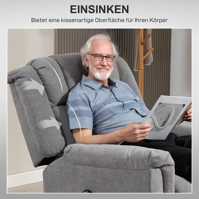 Powerlift Vilstol med Massagefunktion Värmefunktion Ståhjälp Linne