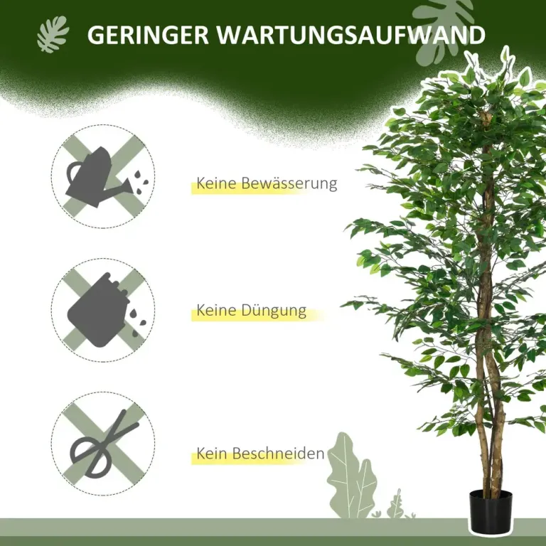 Konstgjort Ficusträd Realistisk Lättskött 180 cm, Grön Konstgjord