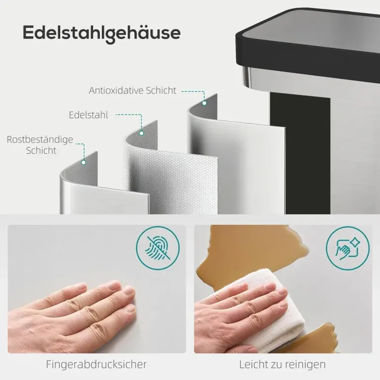 Soptunna Stor Kapacitet med Pedal Silver Rostfritt Stål Fotpedal