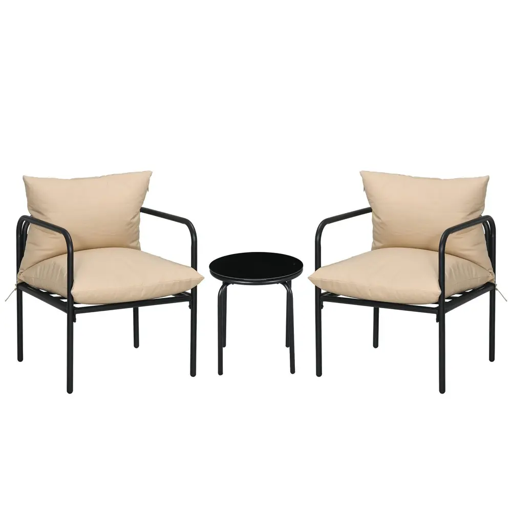 Trädgårdsmöbelset Bistroset Beige av Stål 3 Delar 2