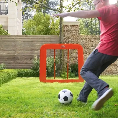 Rebounder Fotbollsnät Röd av Metall och Nät för Bollsport