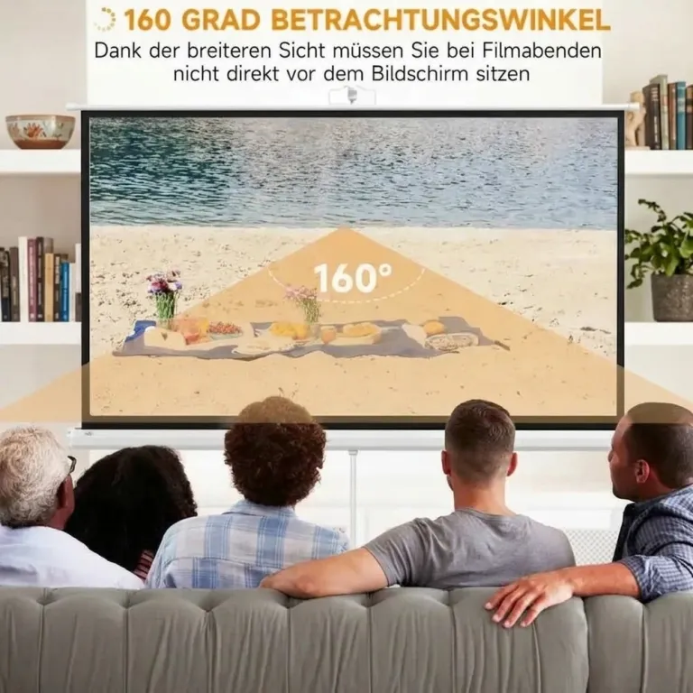 Projektorduk med Stativ HD 4K 16:9 186 x 105 cm, Vit