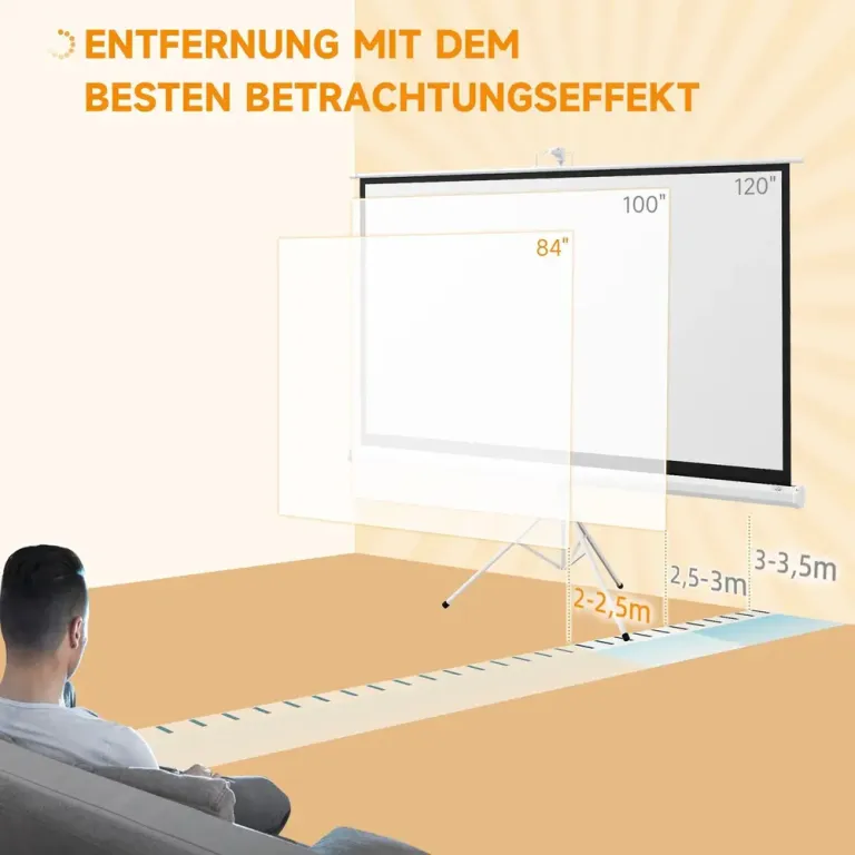 Projektorduk med Stativ HD 4K 16:9 186 x 105 cm, Vit