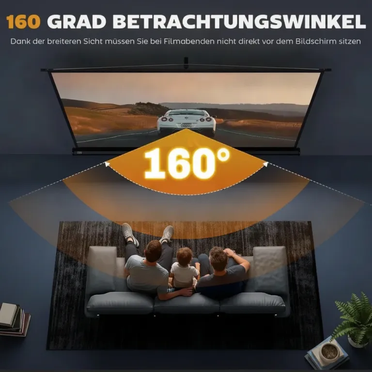 Projektorduk med Stativ HD 4K 221 x 124 cm, Svart