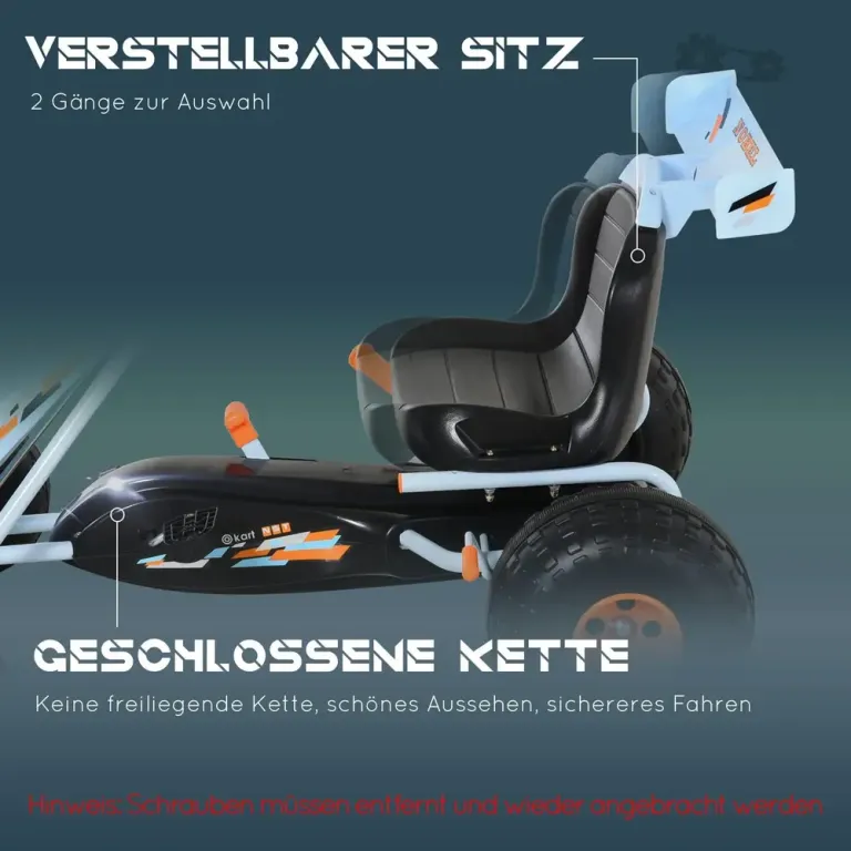 Go-Kart Pedalbil med Handbroms Säte Pedal Växel Framåt Trampbil
