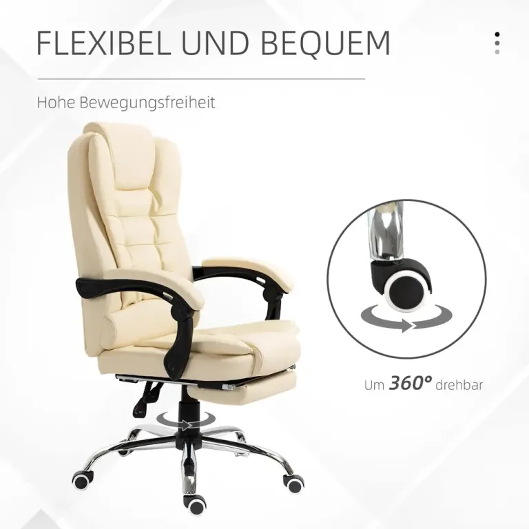 Executive Stol Kontorsstol Svart av Konstläder och Metall Ergonomisk